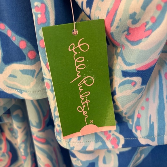 Lilly Pulitzer Bay Blue Into The Deep Engineered Shay Dress Size L Resortwear - Picture 12 of 13